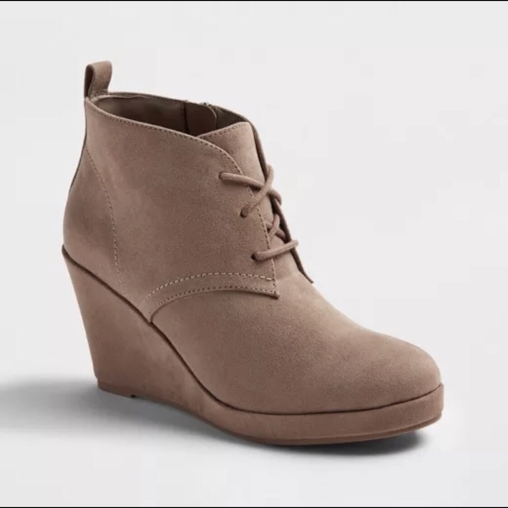 DV TERRI Wedge Lace-Up Ankle Booties Faux Suede - Picture 7 of 8